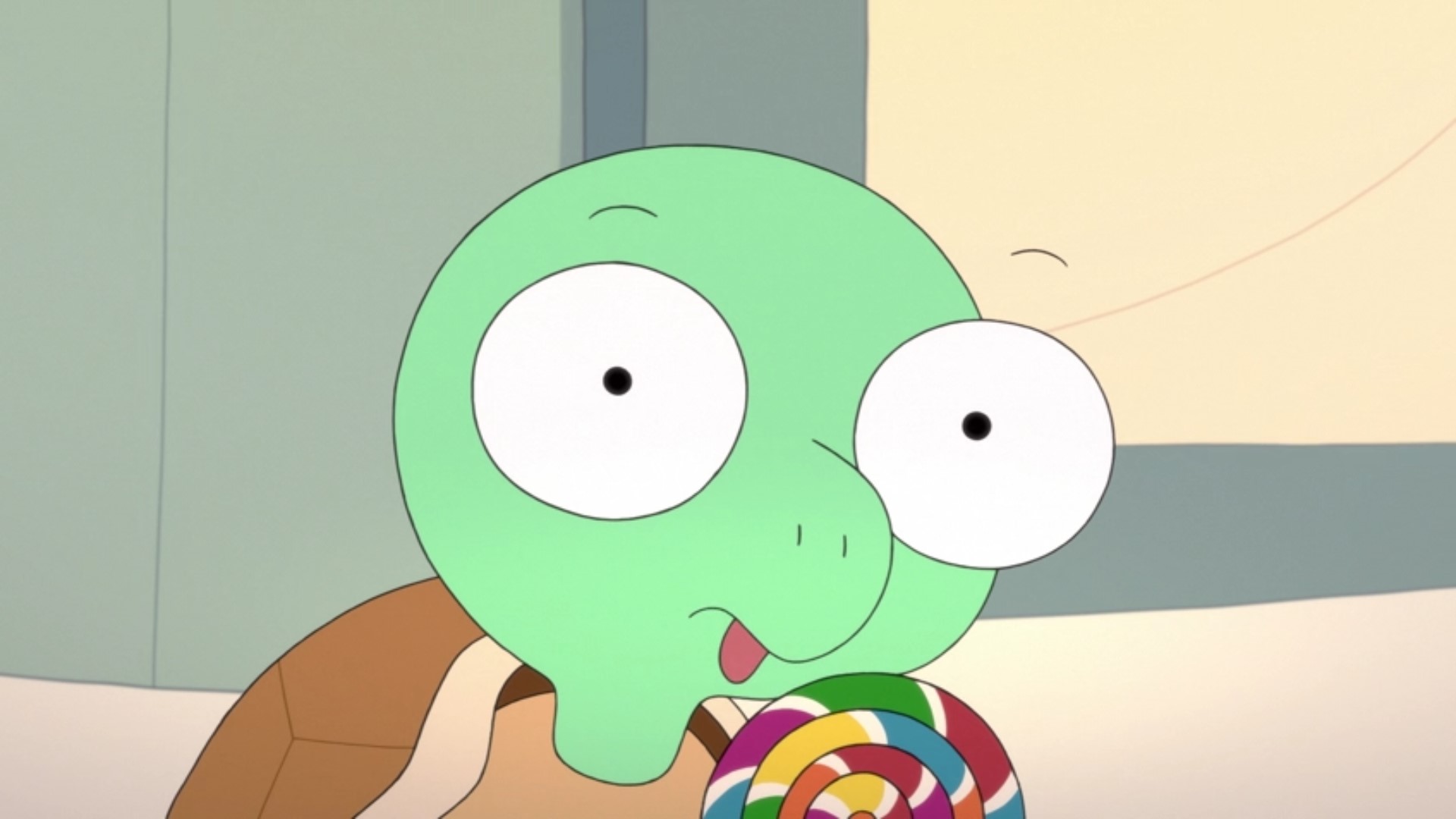 Turtle Kid expressing delight